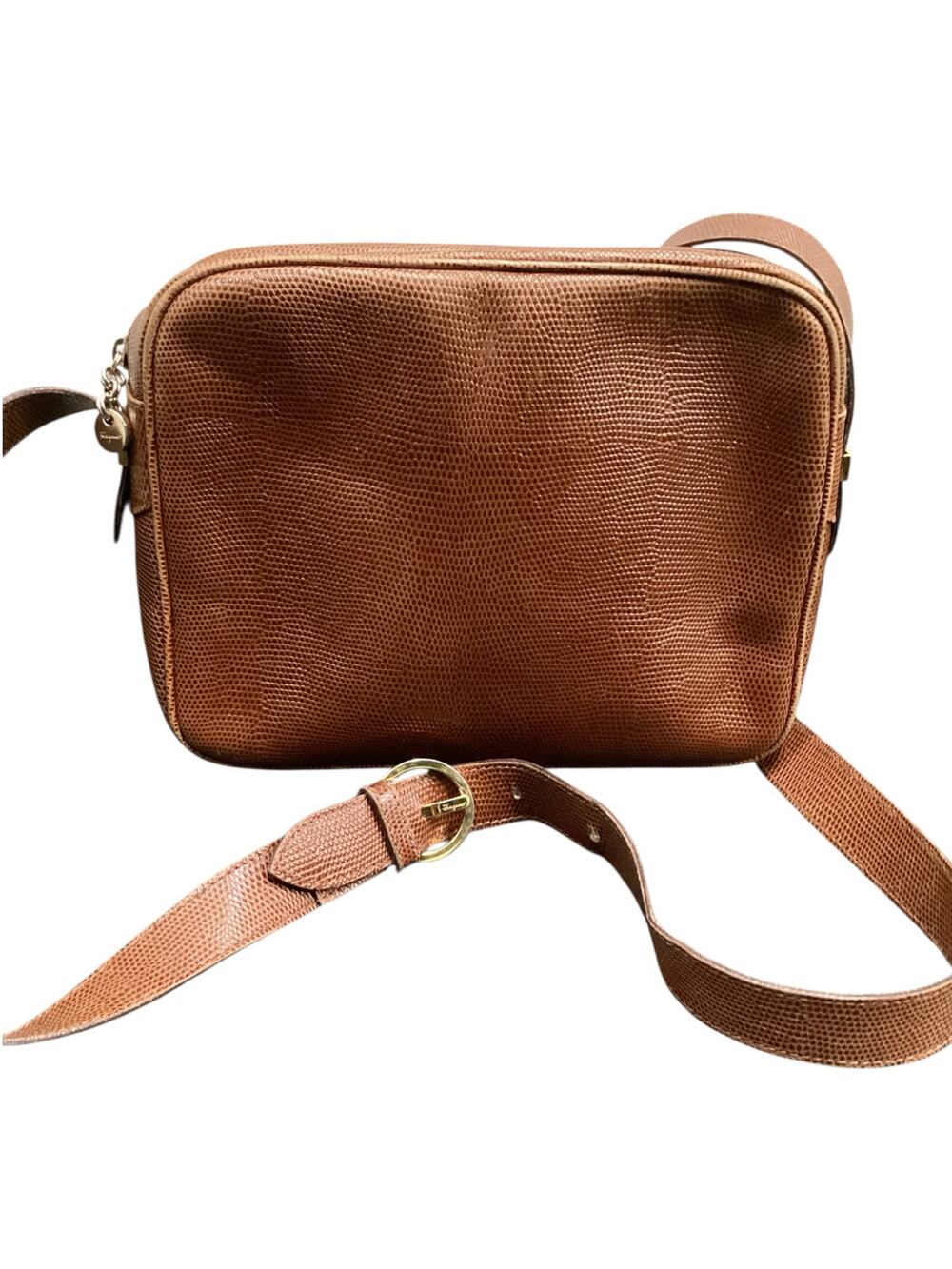 Vintage Salvatore Ferragamo Purse Women’s 1Size Embossed Leather Crossbody Brown